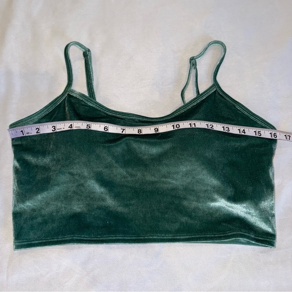 PINK Victoria's Secret Green Velour Velvet Crop Camisole Top with Bralet Size L - Picture 4 of 12